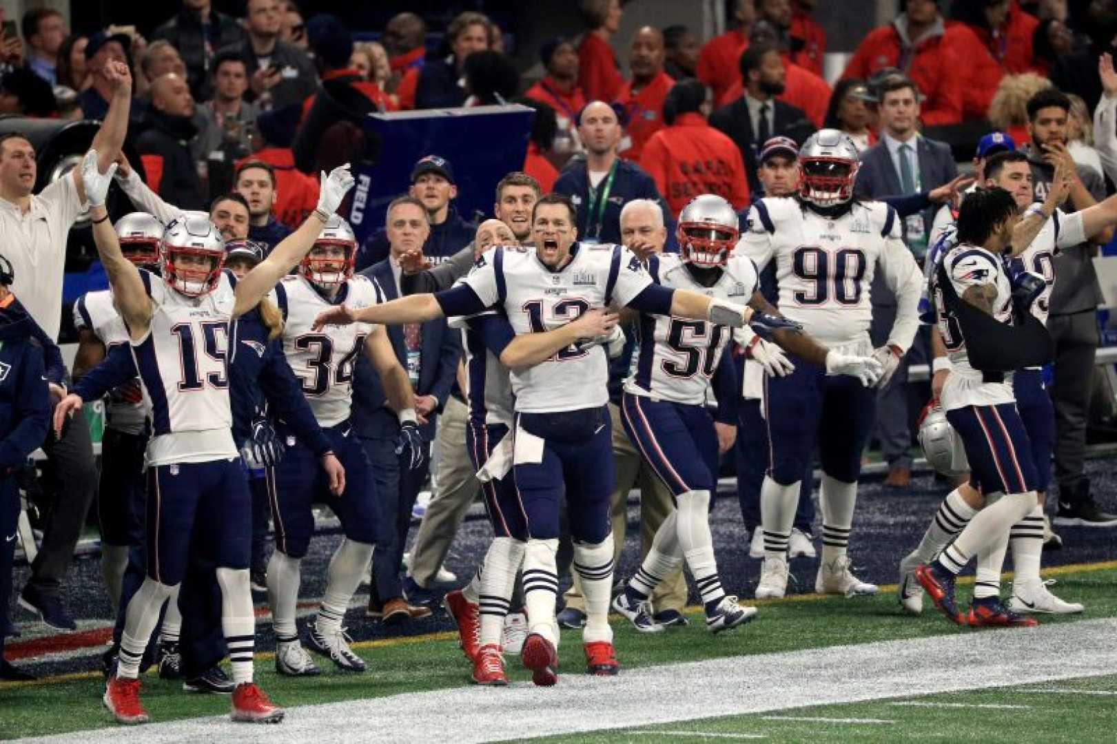 New England Patriots Celebrating Super Bowl Liii Victory On Field