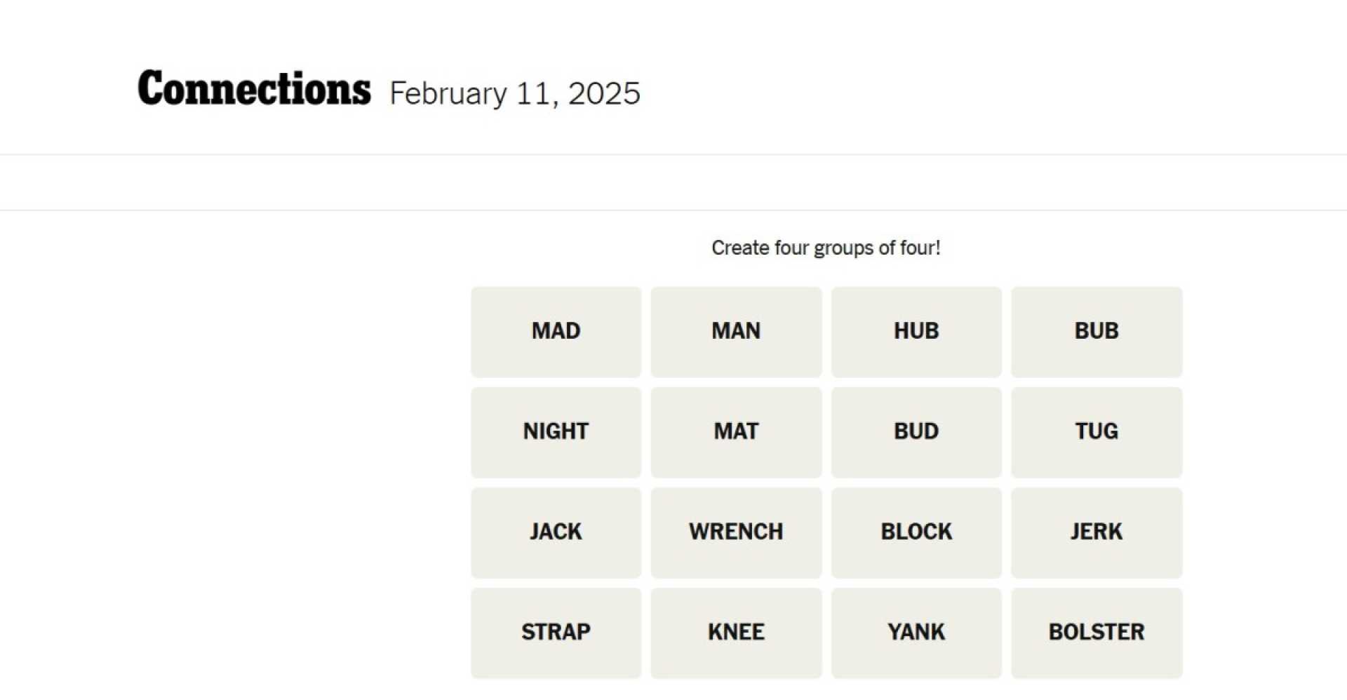 New York Times Connections Puzzle February 11 2025