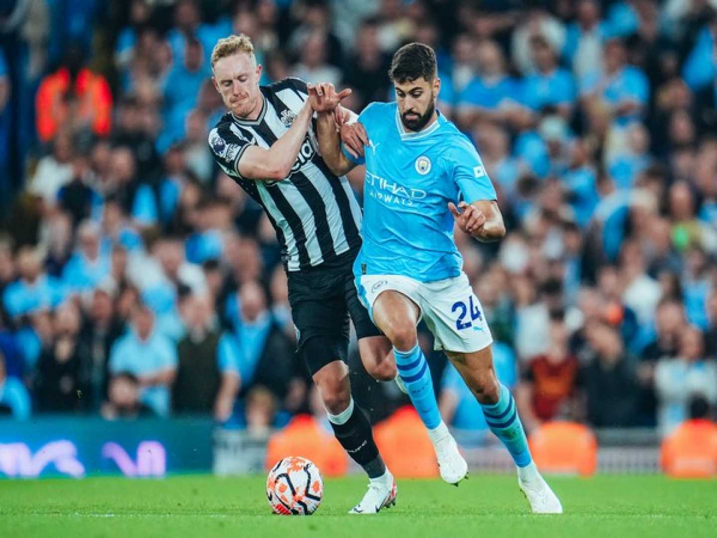 Newcastle And Manchester City Football Match Action