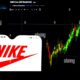 Nike Logo With Stock Market Graphs And Financial Data