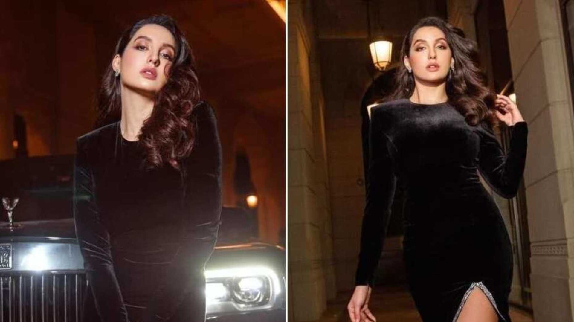 Nora Fatehi Black Dress Instagram Photos