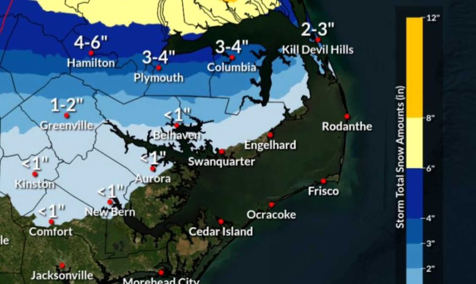 North Carolina Winter Storm Snowfall Totals February 2025