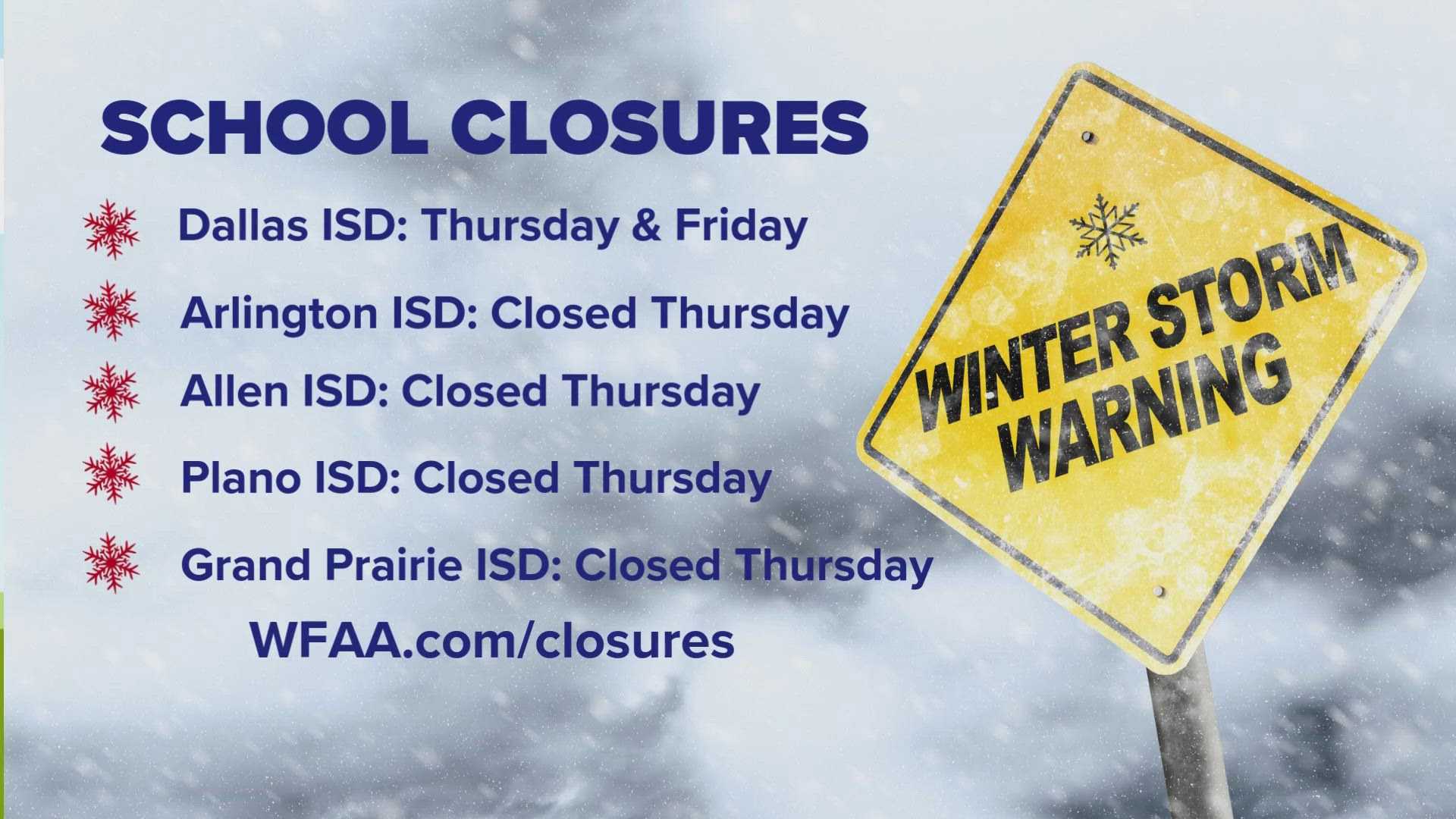 North Texas Schools Winter Weather Closures