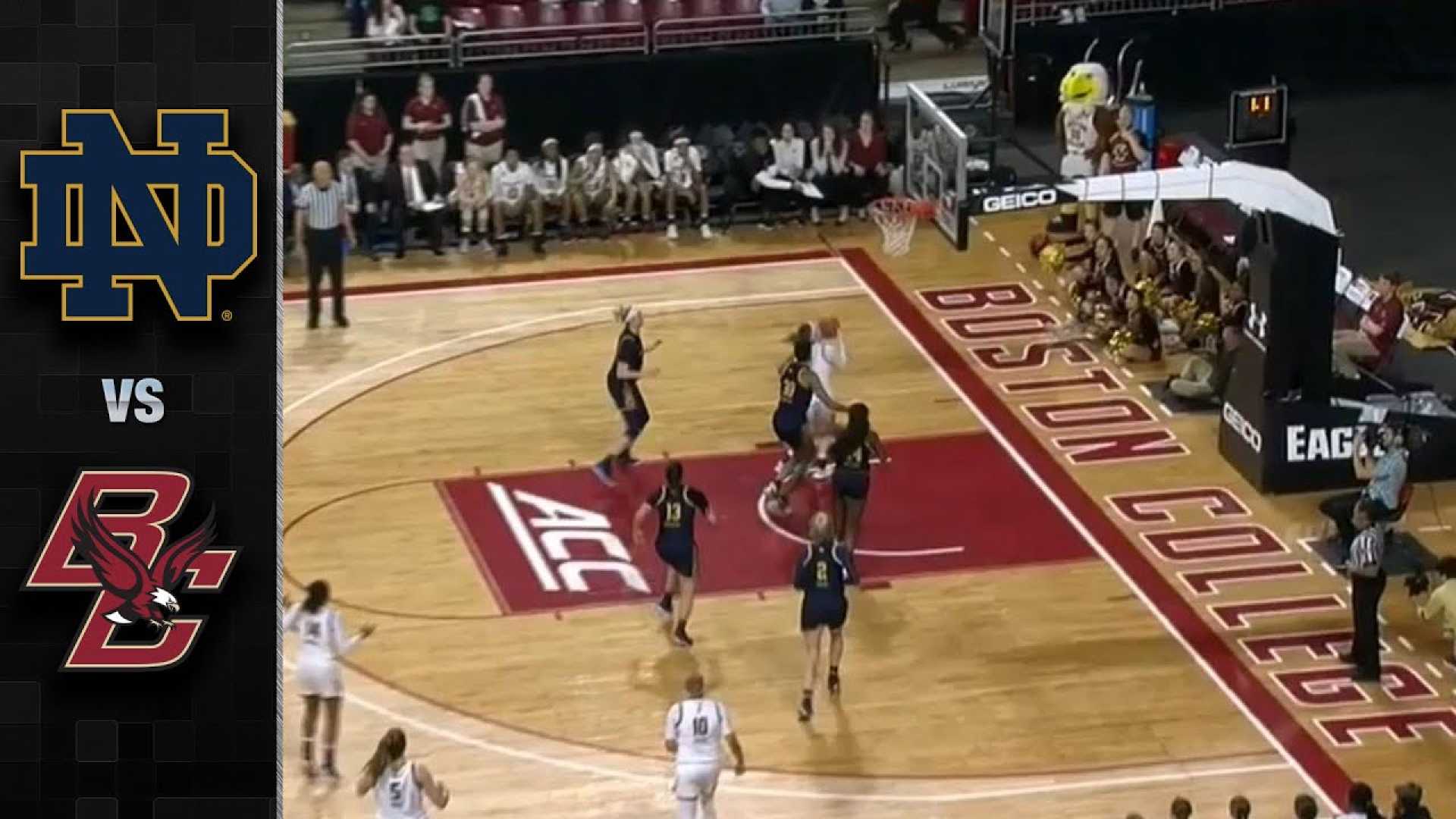 Notre Dame Boston College Basketball Game Scene