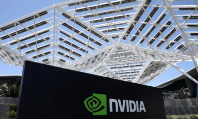 Nvidia Office Building, Stock Market Data Display