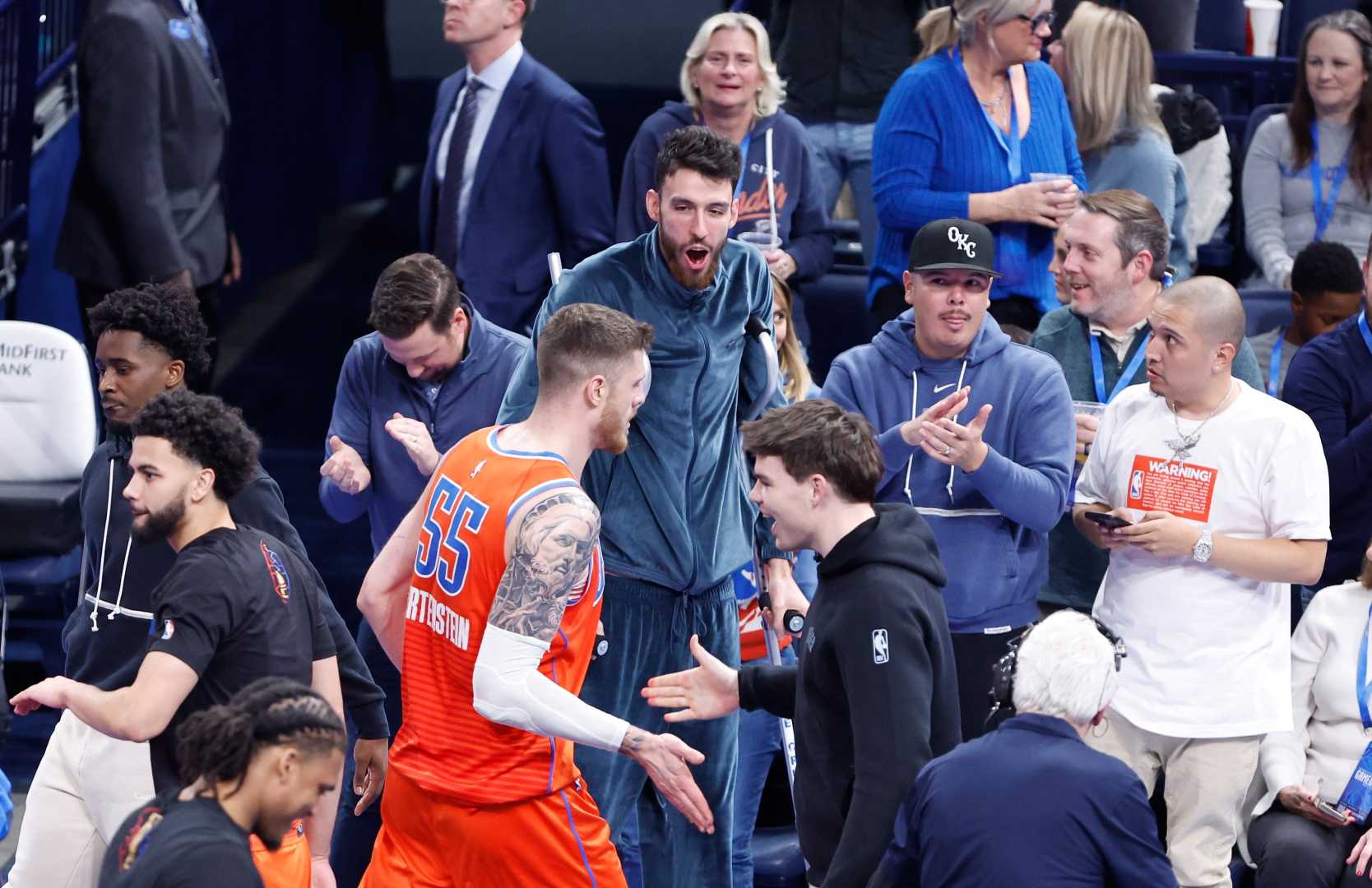 Oklahoma City Thunder Players Huddling During Game