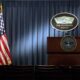 Pentagon Press Room Journalists In Briefing