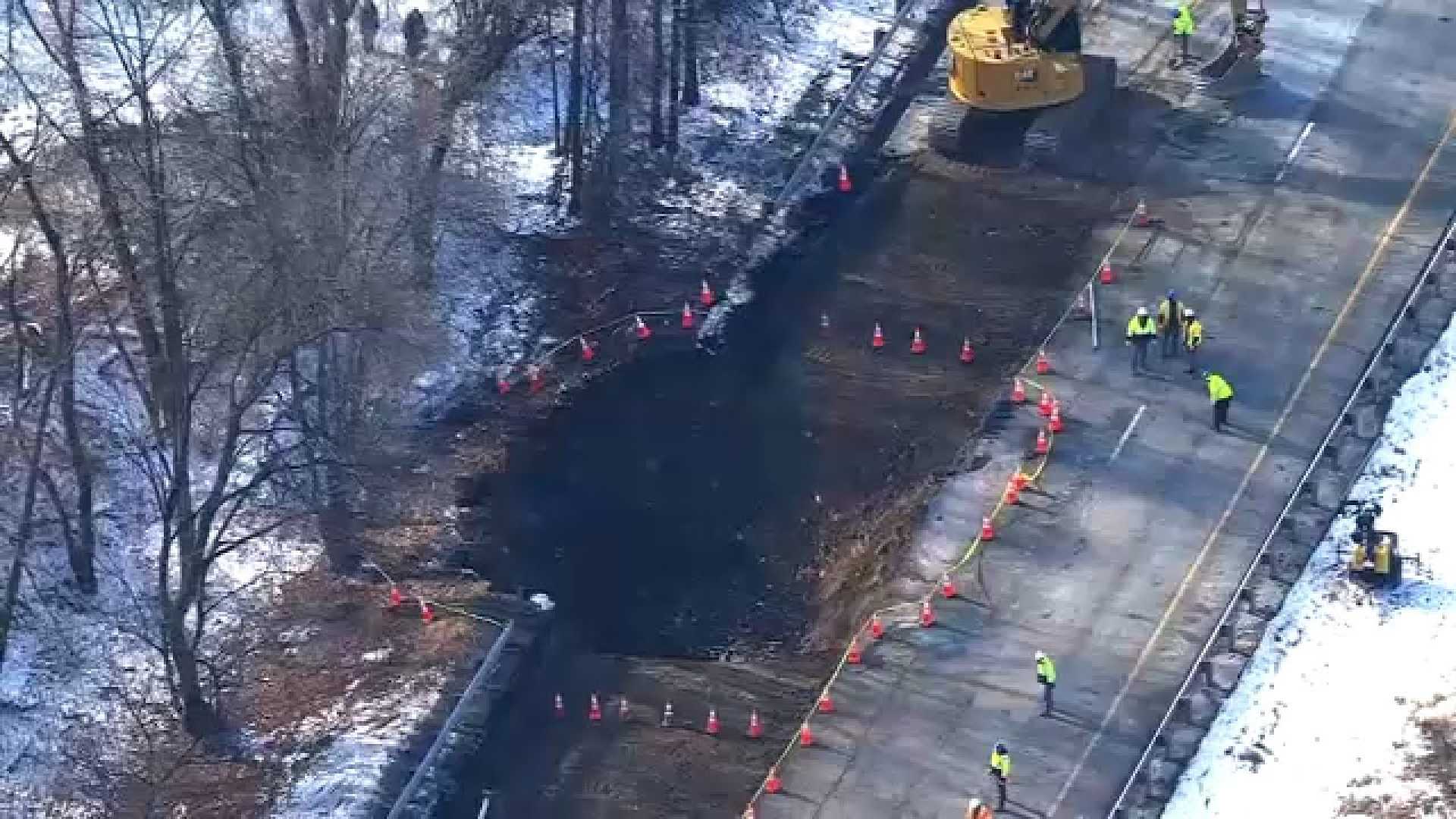 Sinkhole On I 80 In Wharton, New Jersey, February 2025