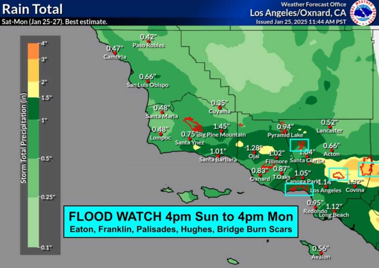 Southern California Storm Debris Flow Warning