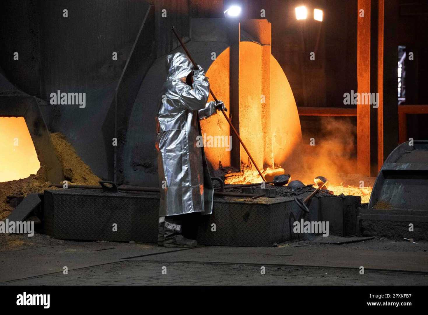 Steelworker At Blast Furnace Thyssenkrupp Steel