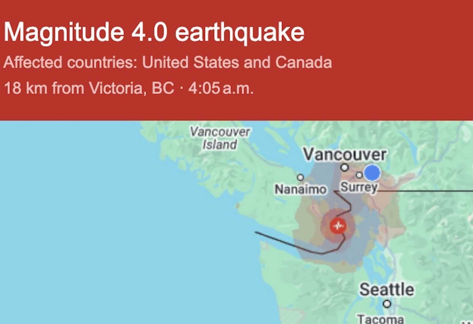 Vancouver Victoria Earthquake News