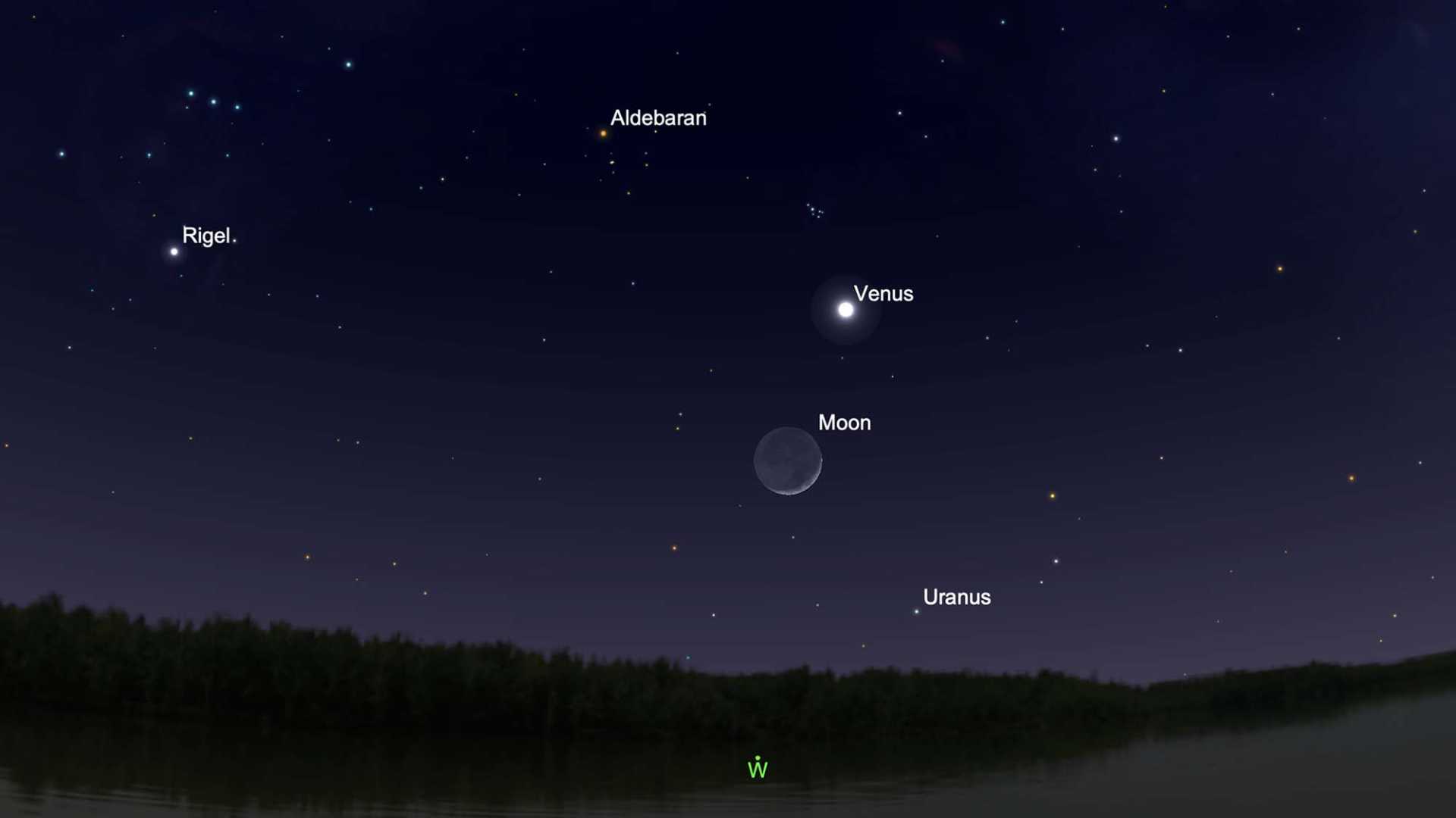 Venus And Crescent Moon Conjunction Night Sky