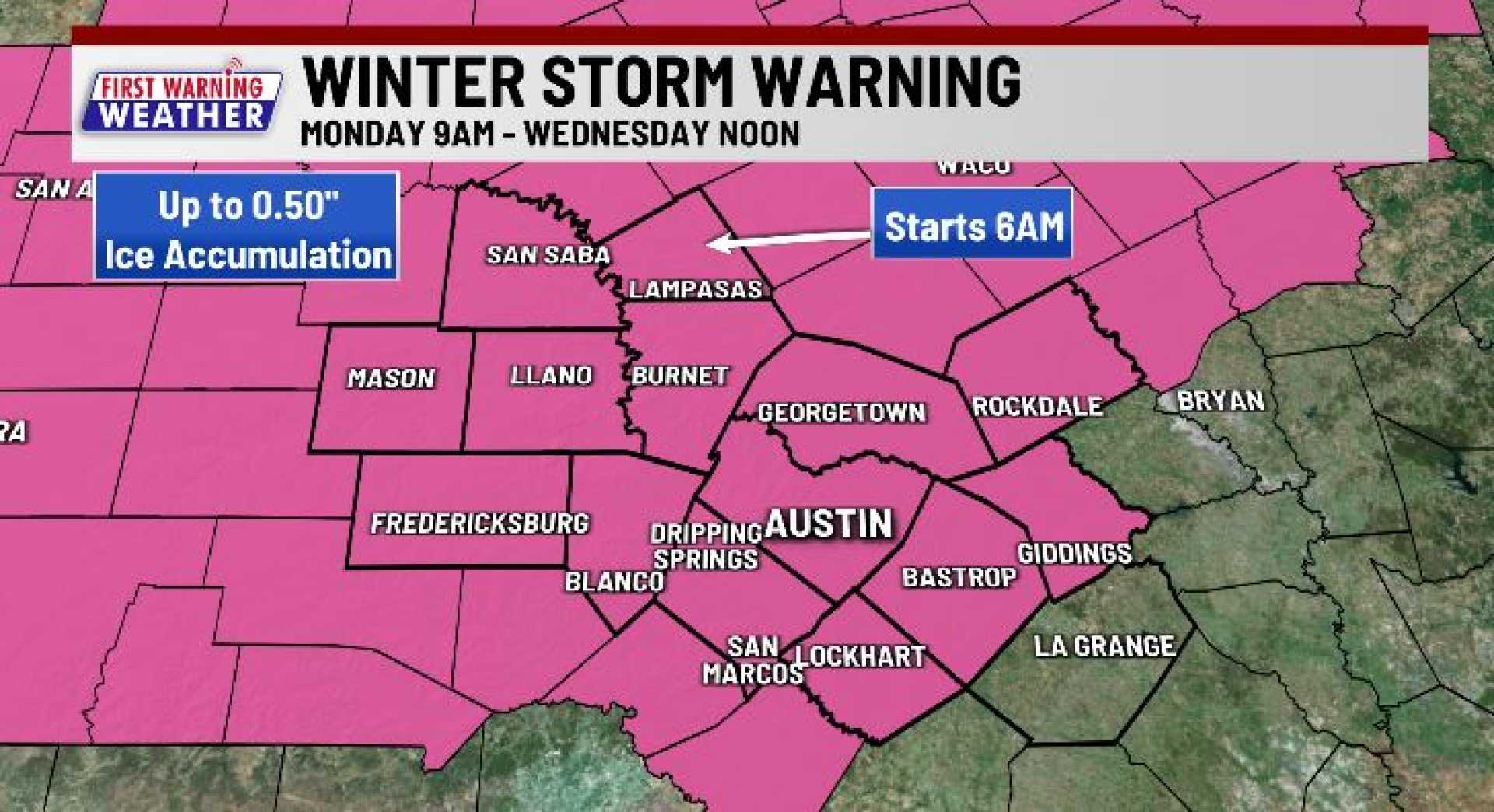 Winter Storm Advisory Central Texas Weather