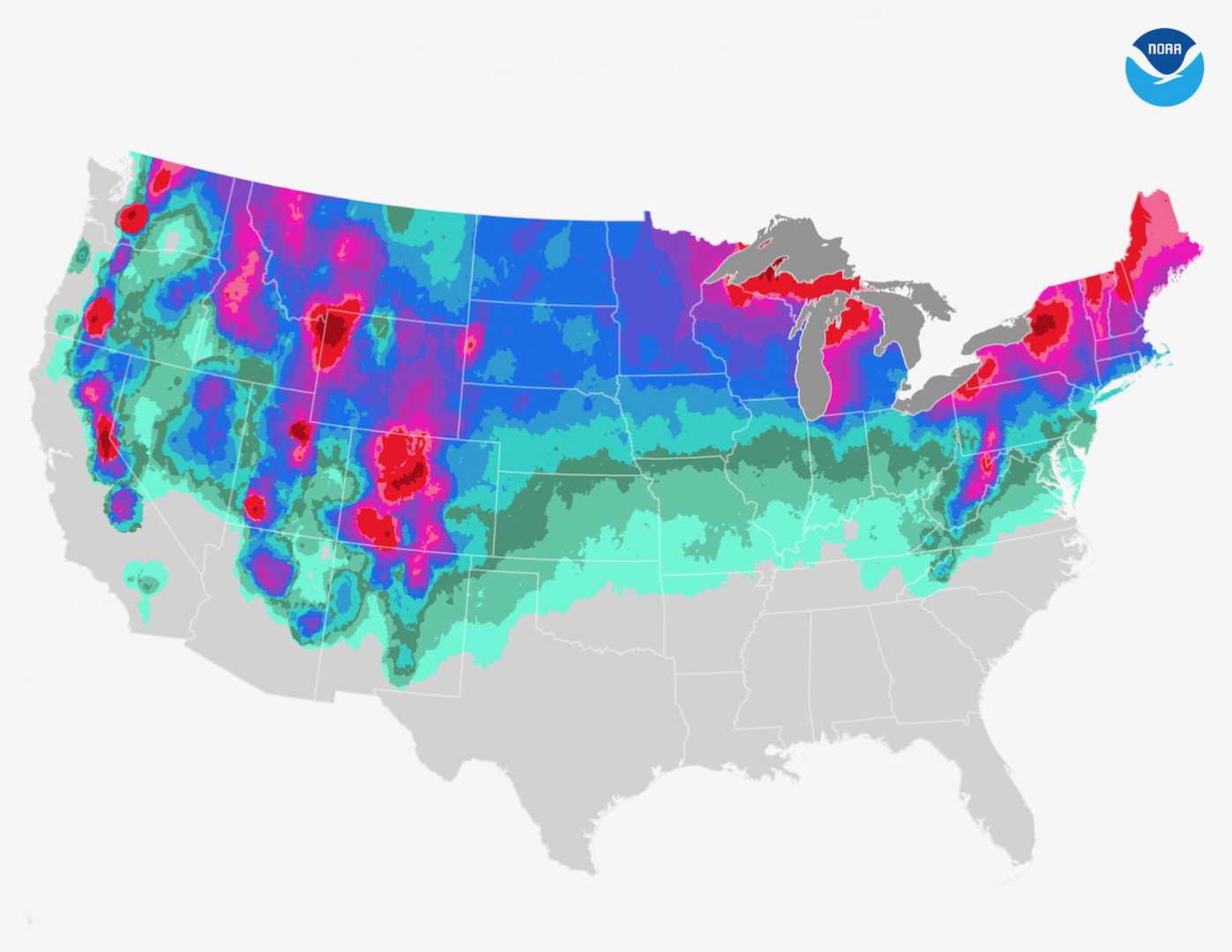 Winter Storm Snow Accumulation United States