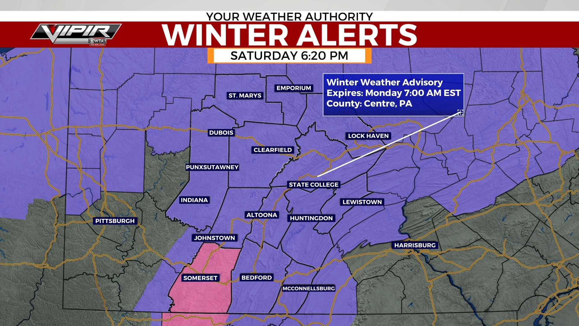 Winter Weather Advisory Pennsylvania Crash