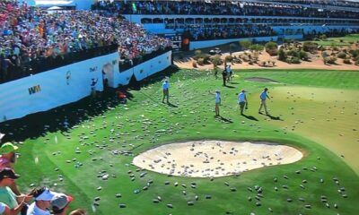 Wm Phoenix Open 16th Hole Crowd Throwing Beer Cans