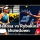 Wta Dubai Tennis Match Badosa Rybakina Action