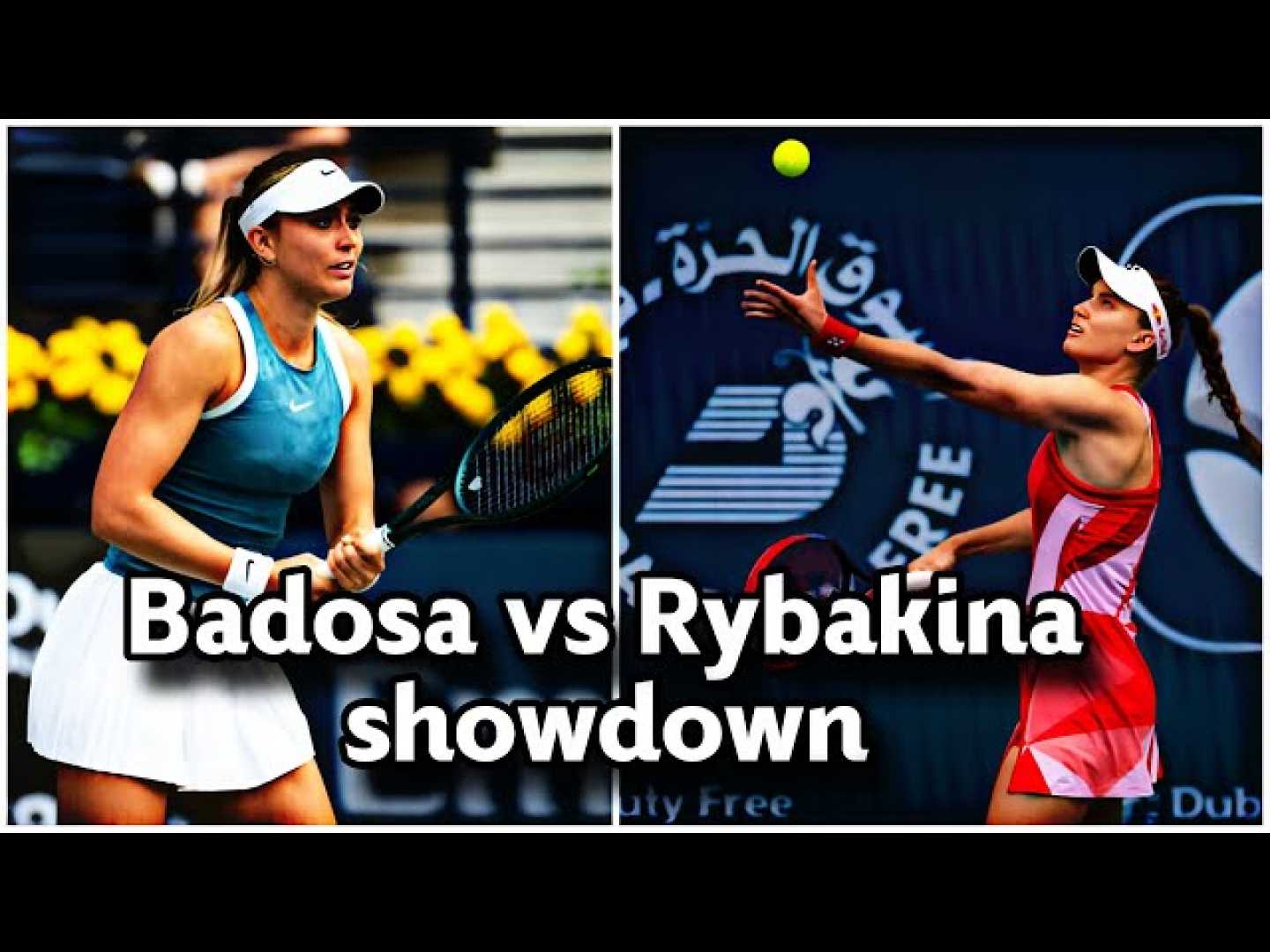 Wta Dubai Tennis Match Badosa Rybakina Action