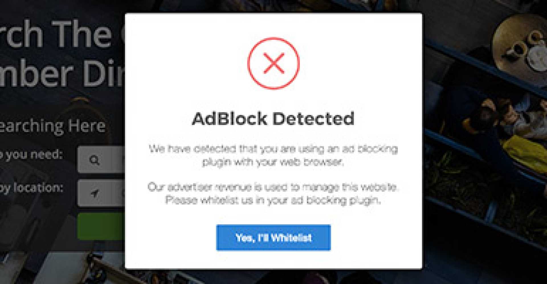 Ad Blocker Notification Popup On Website