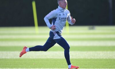 Arsenal Football Player Oleksandr Zinchenko Midfield Training