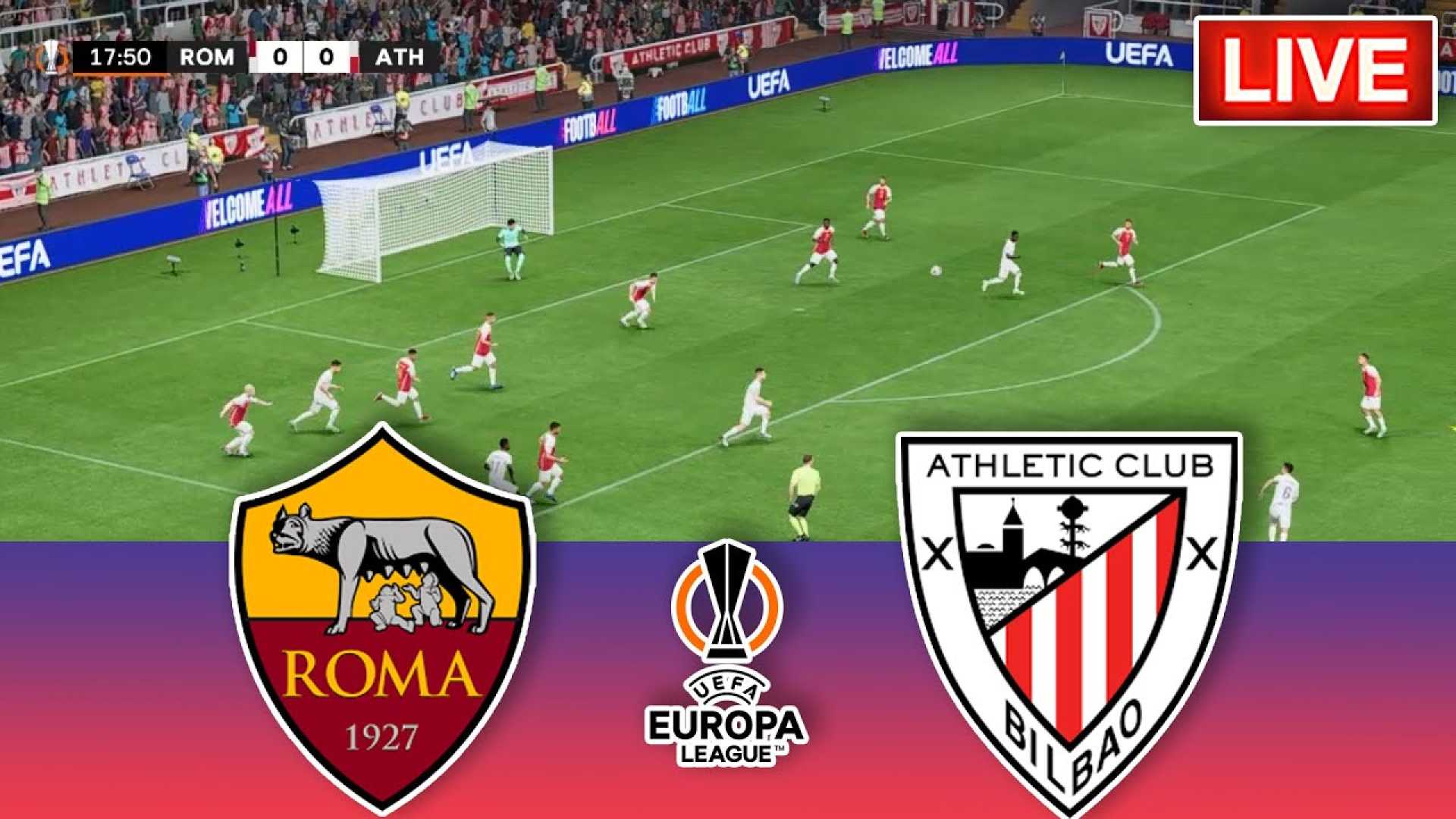 As Roma Vs Athletic Club Europa League Match