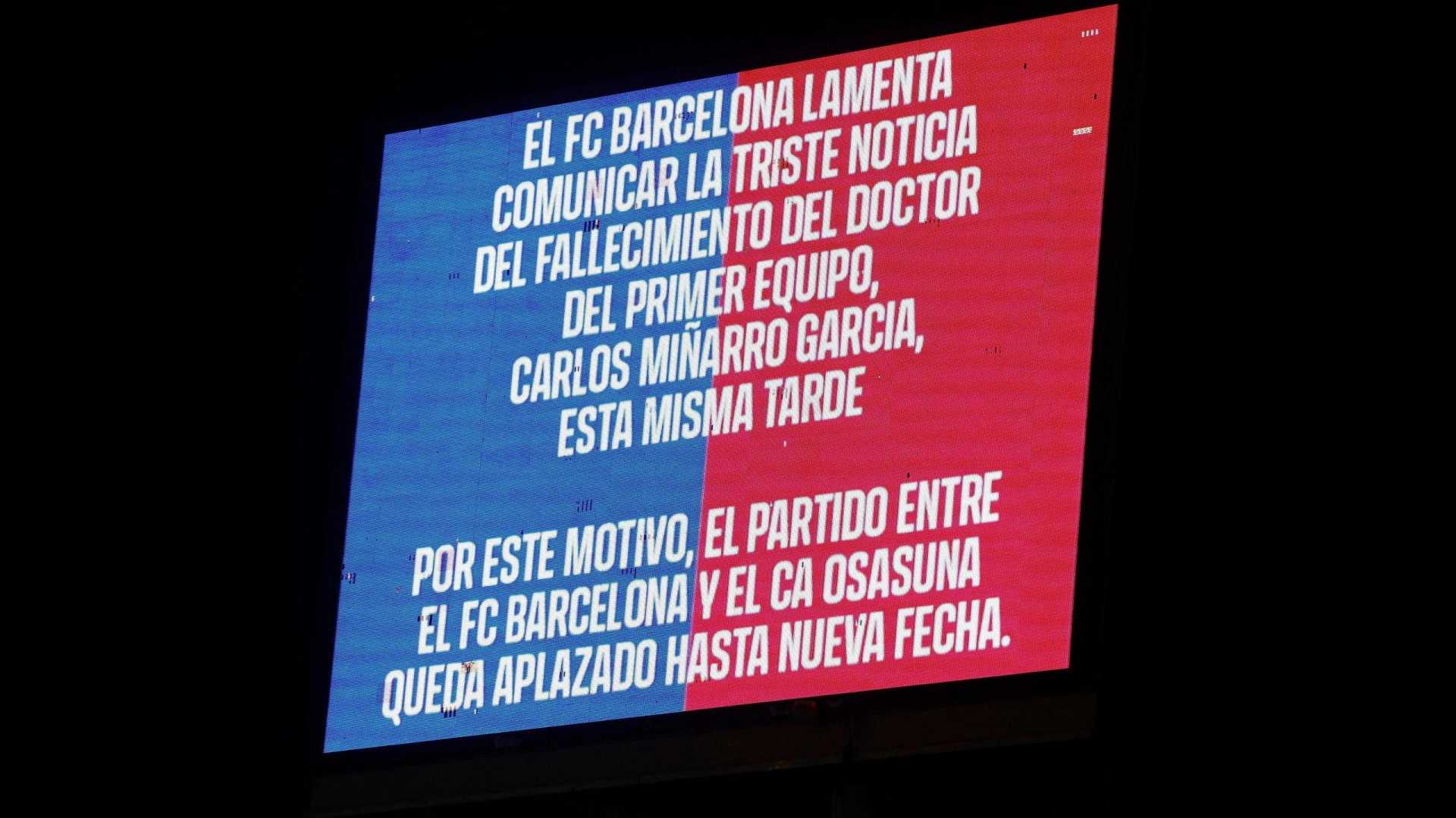 Barcelona Osasuna Soccer Match Postponed