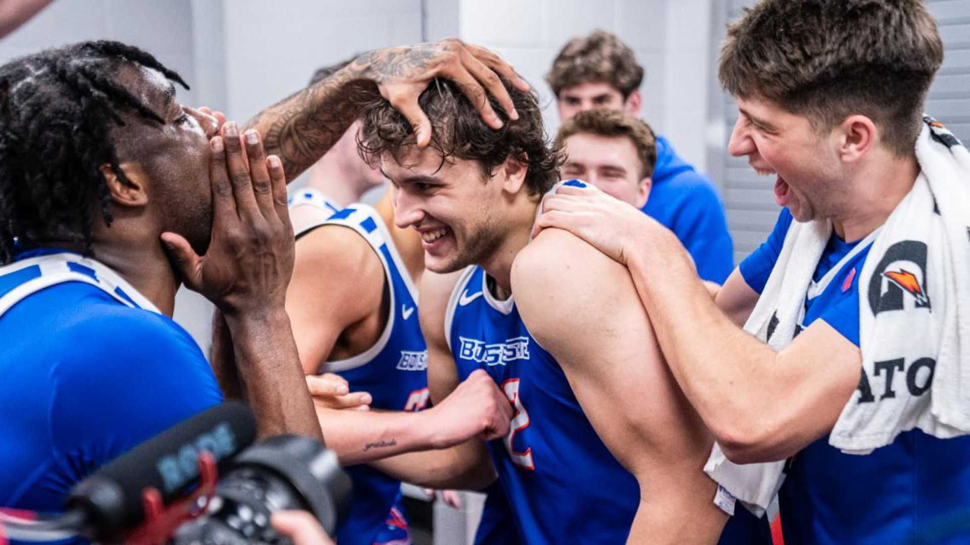 Boise State Basketball Team Celebrating Victory