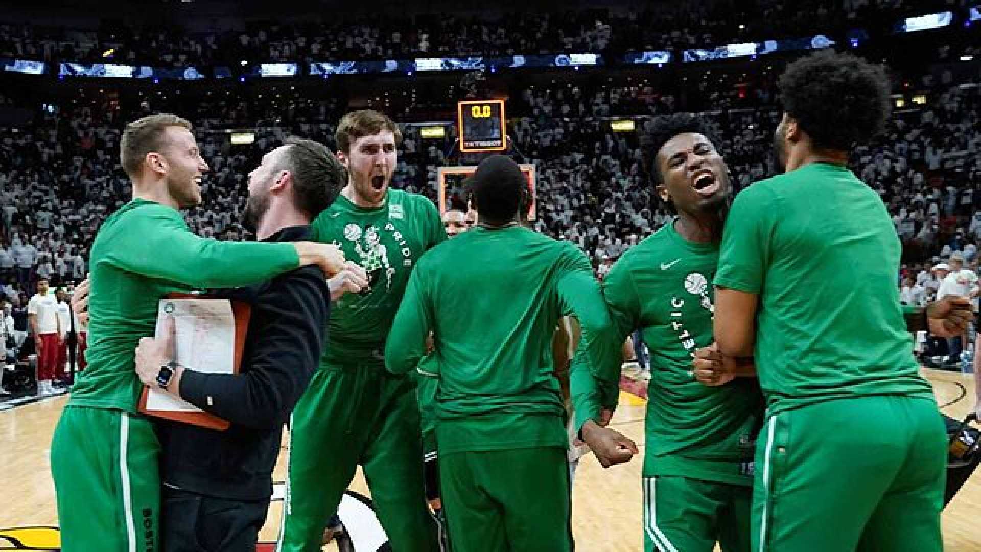 Boston Celtics Players Celebrating Win