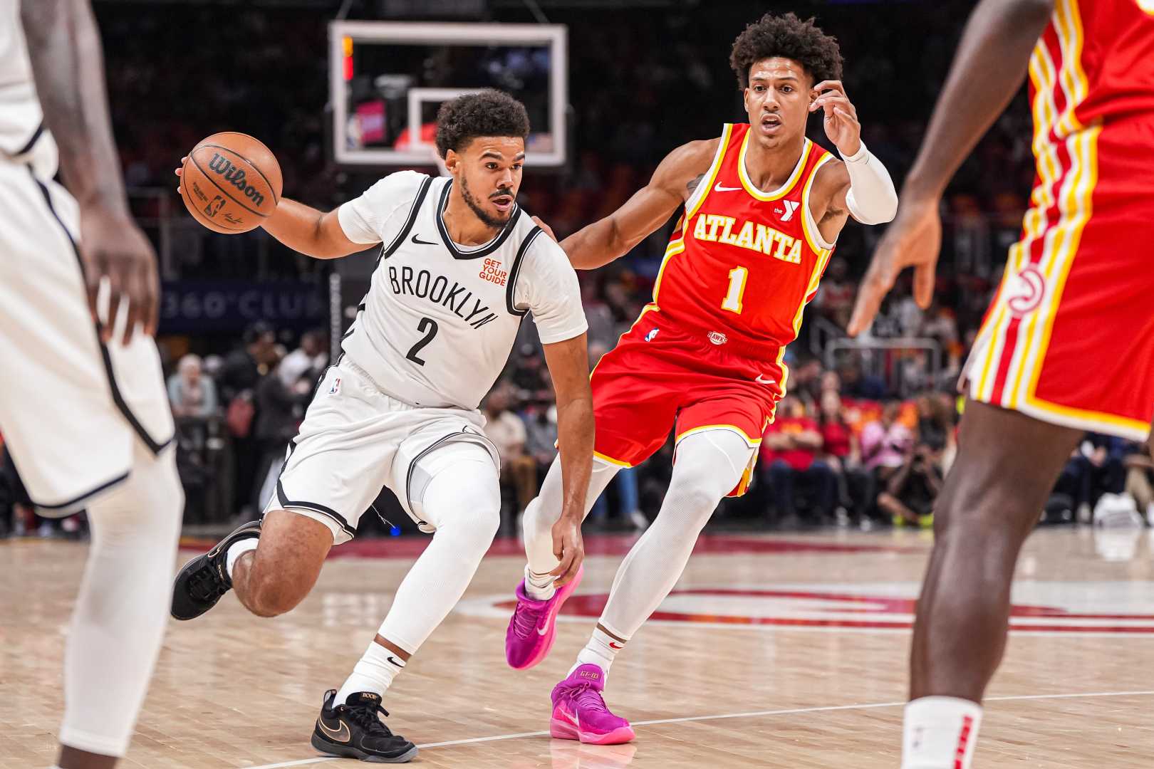 Brooklyn Nets Player In Action Against Atlanta Hawks