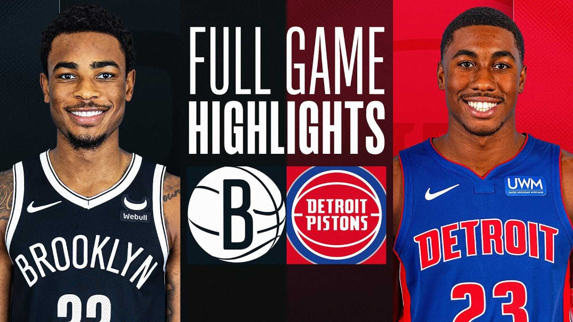 Brooklyn Nets Vs. Detroit Pistons Game Highlights