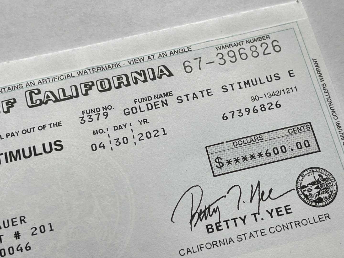 California Stimulus Check Financial Relief Program