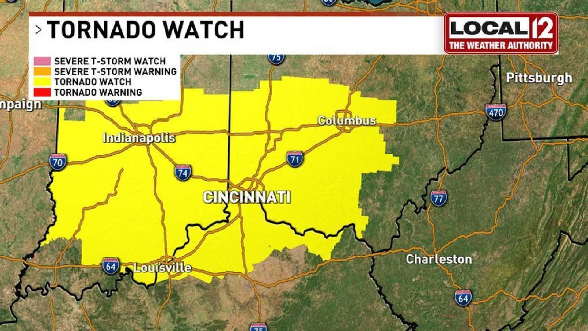 Cincinnati Tornado Watch Severe Storm Warning