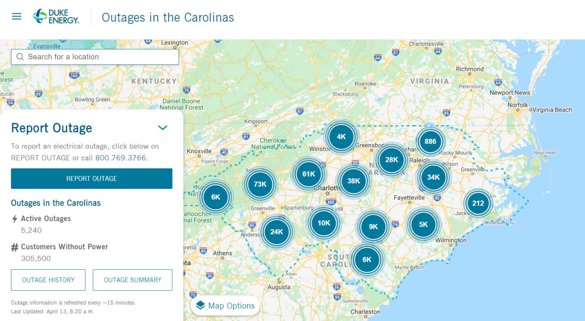 Duke Energy Power Outage North Carolina March 2025