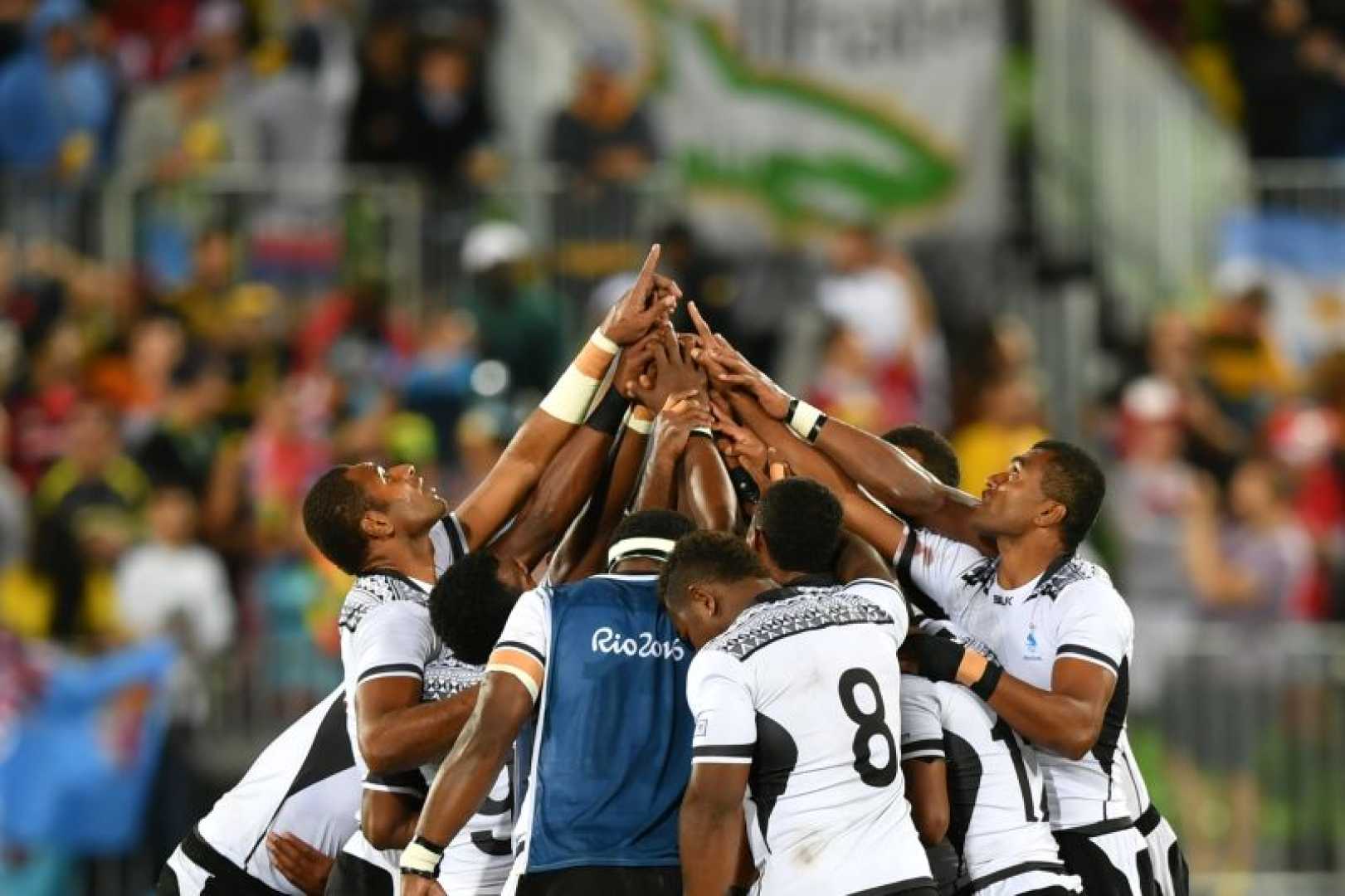 Fiji National Football Team In Victory Celebration