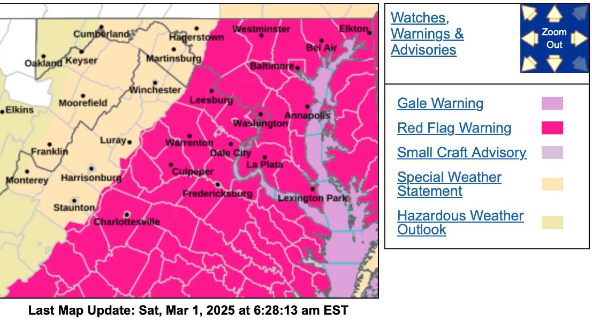 Fire Risk Weather Virginia Maryland March 2025