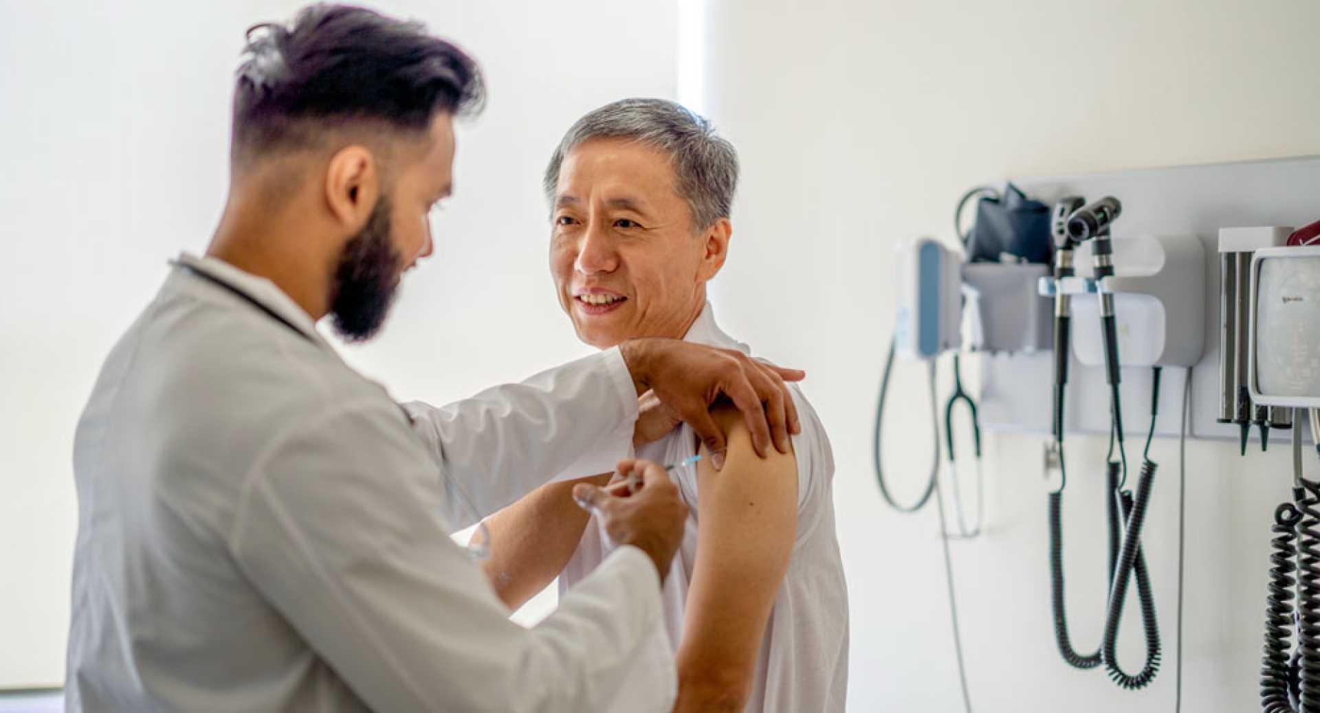 Flu Vaccine Clinic Patients Getting Vaccinated