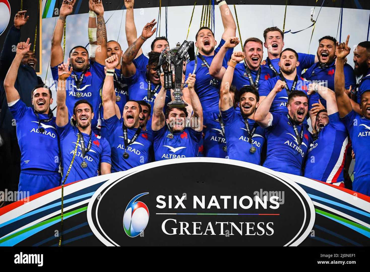 France Rugby Team Celebration Stade De France