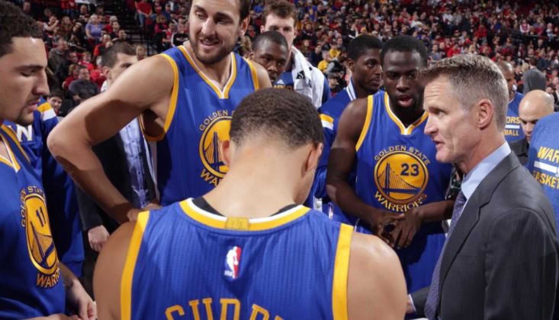 Golden State Warriors Team Huddle During Game