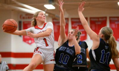 High School Girls Basketball Game Action