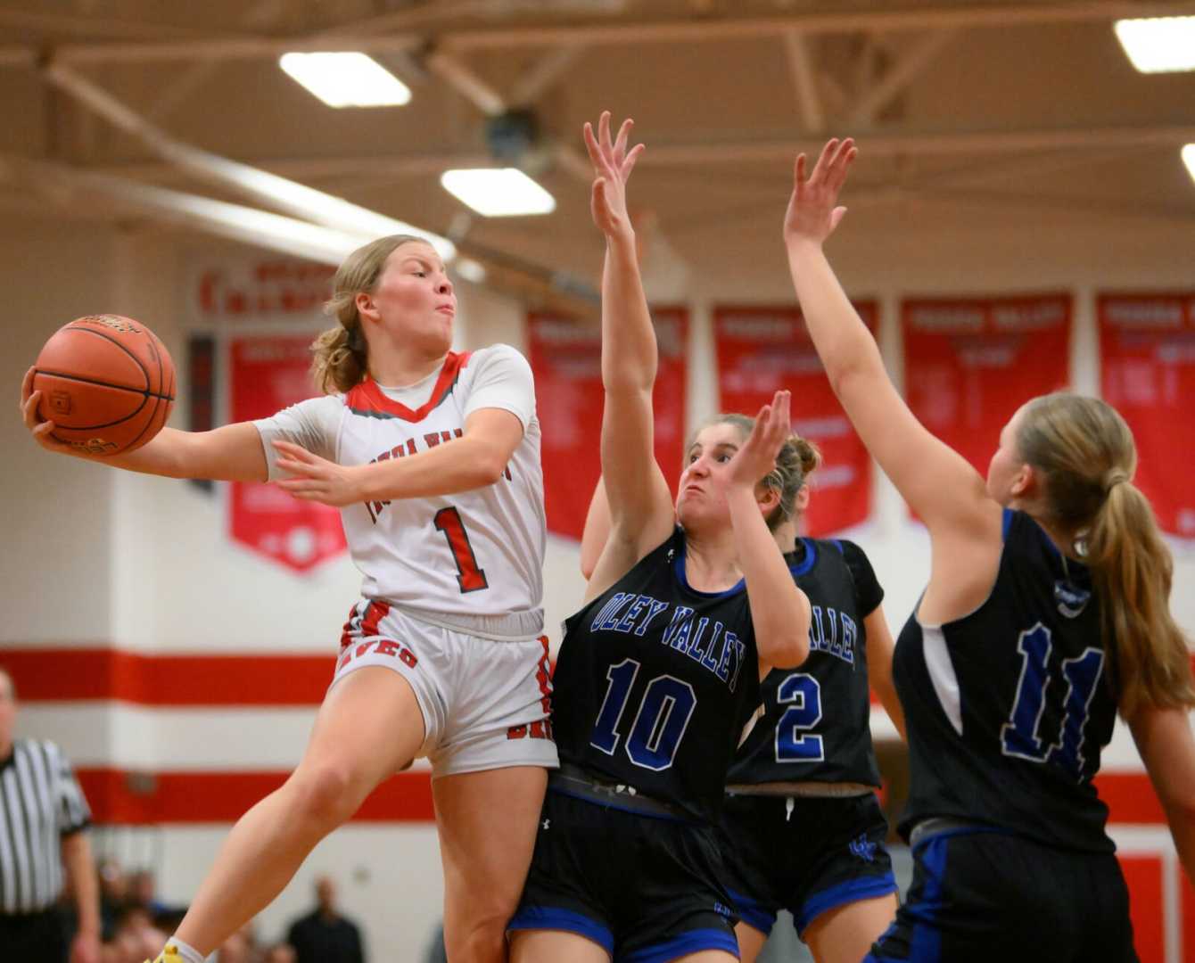 High School Girls Basketball Game Action