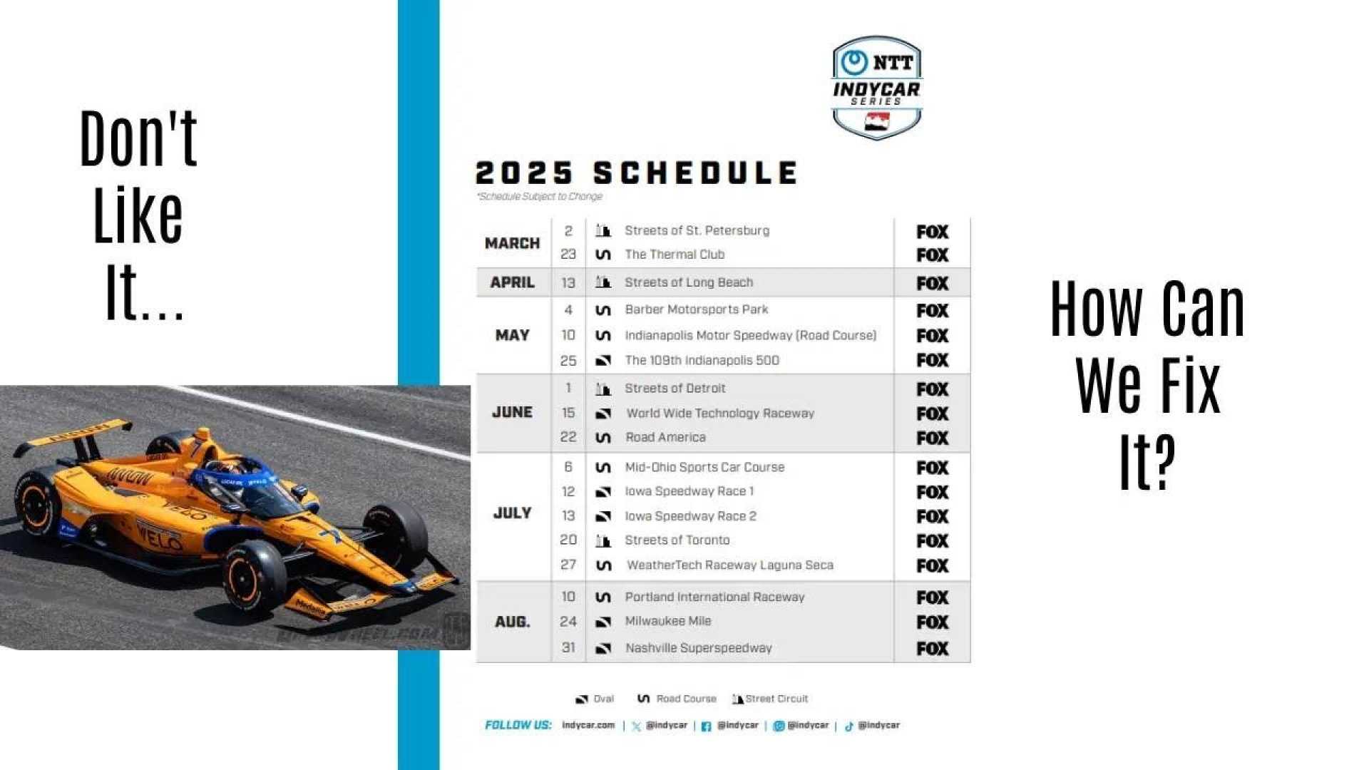 Indycar Racing 2025 Season Schedule