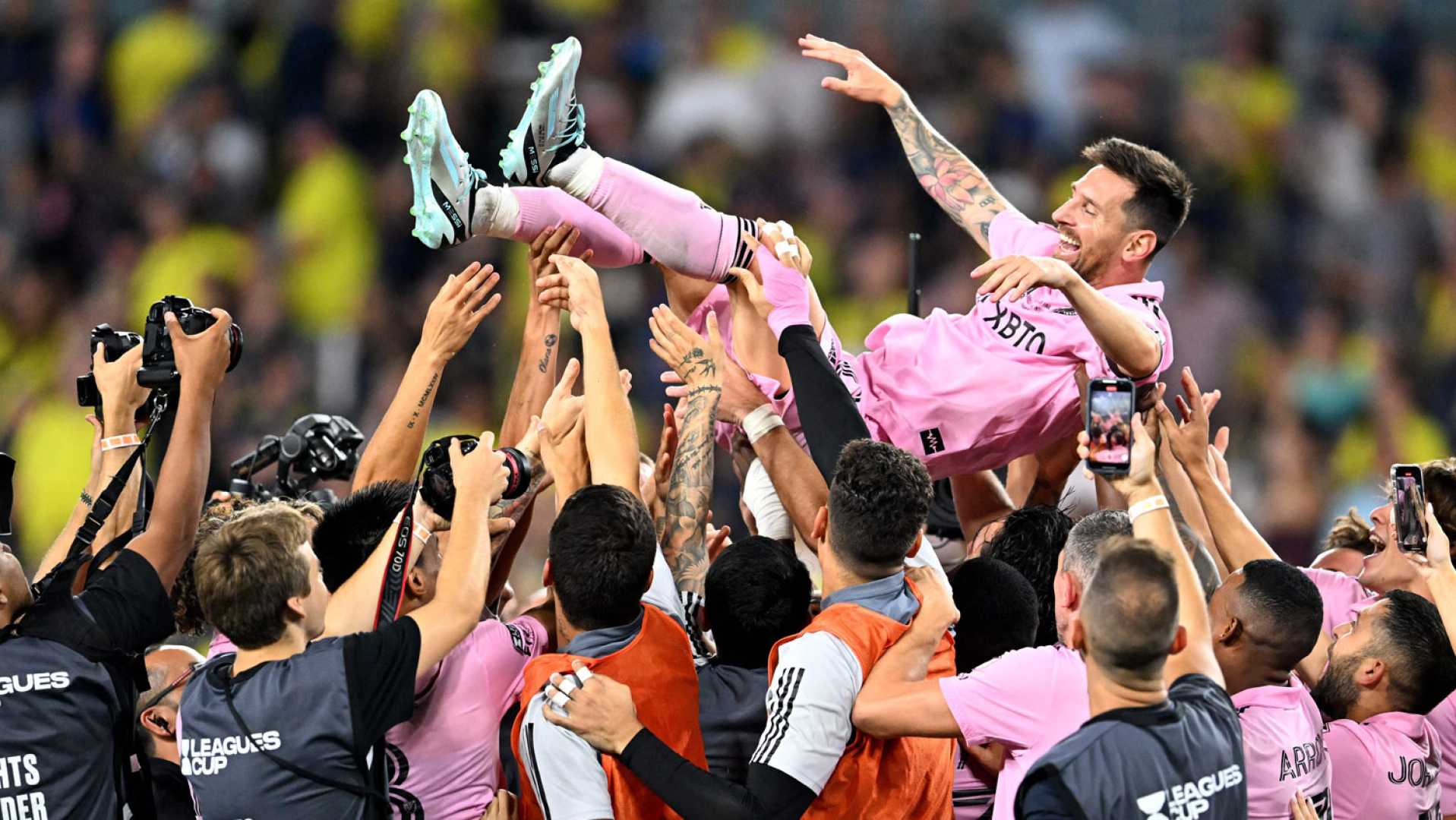 Inter Miami Soccer Team Celebrating Victory