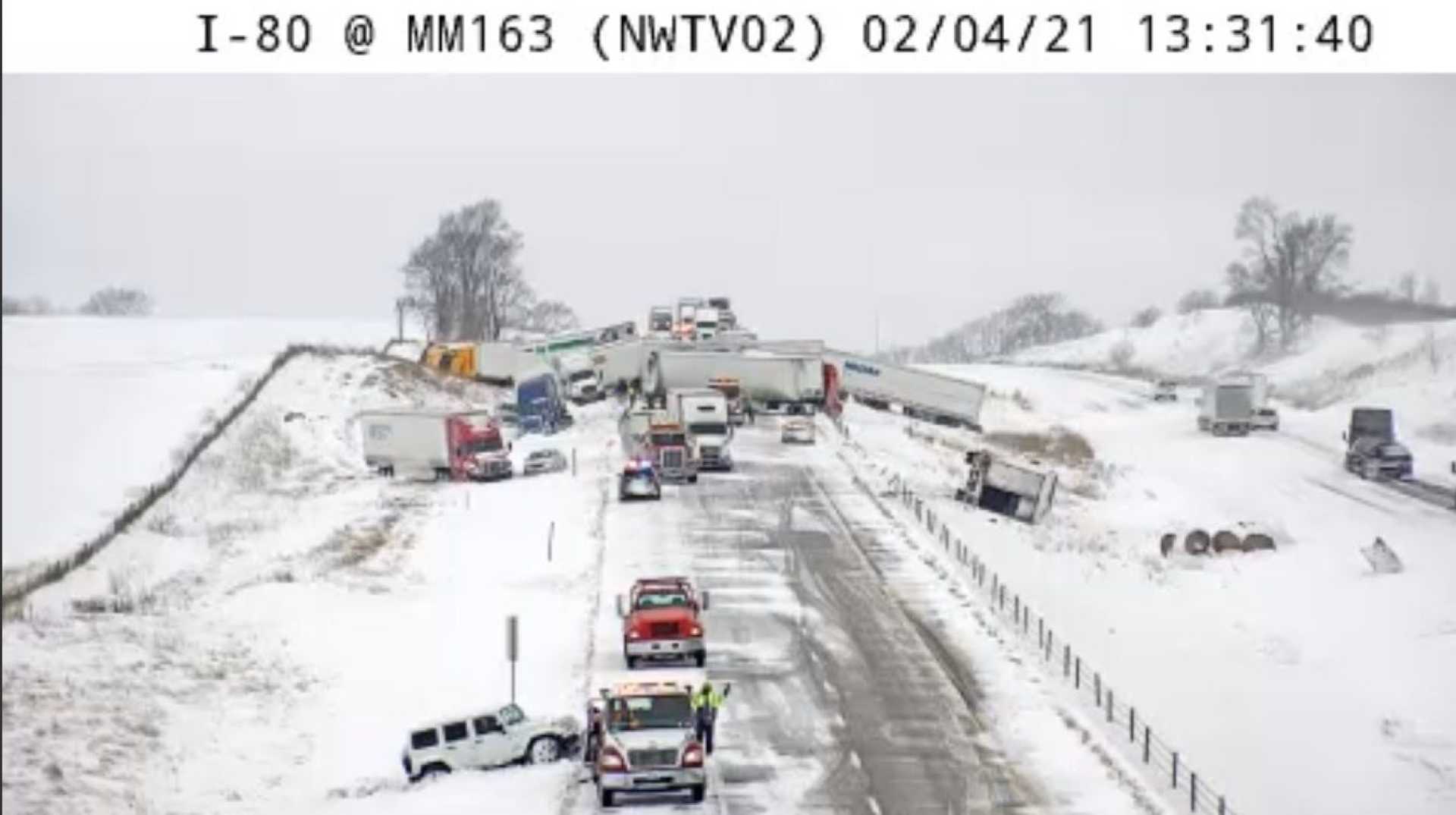 Iowa Winter Storm Traffic Pileups