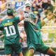 Lacrosse Player Scoring Goal Celebration