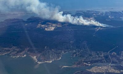 Long Island Fire Smoke Plume Aerial View