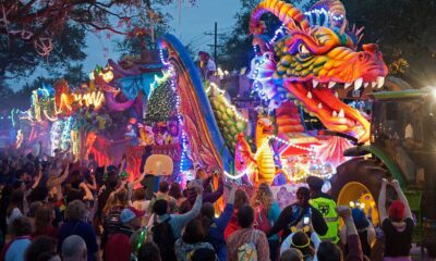 Mardi Gras Celebrations In New Orleans With Colorful Floats