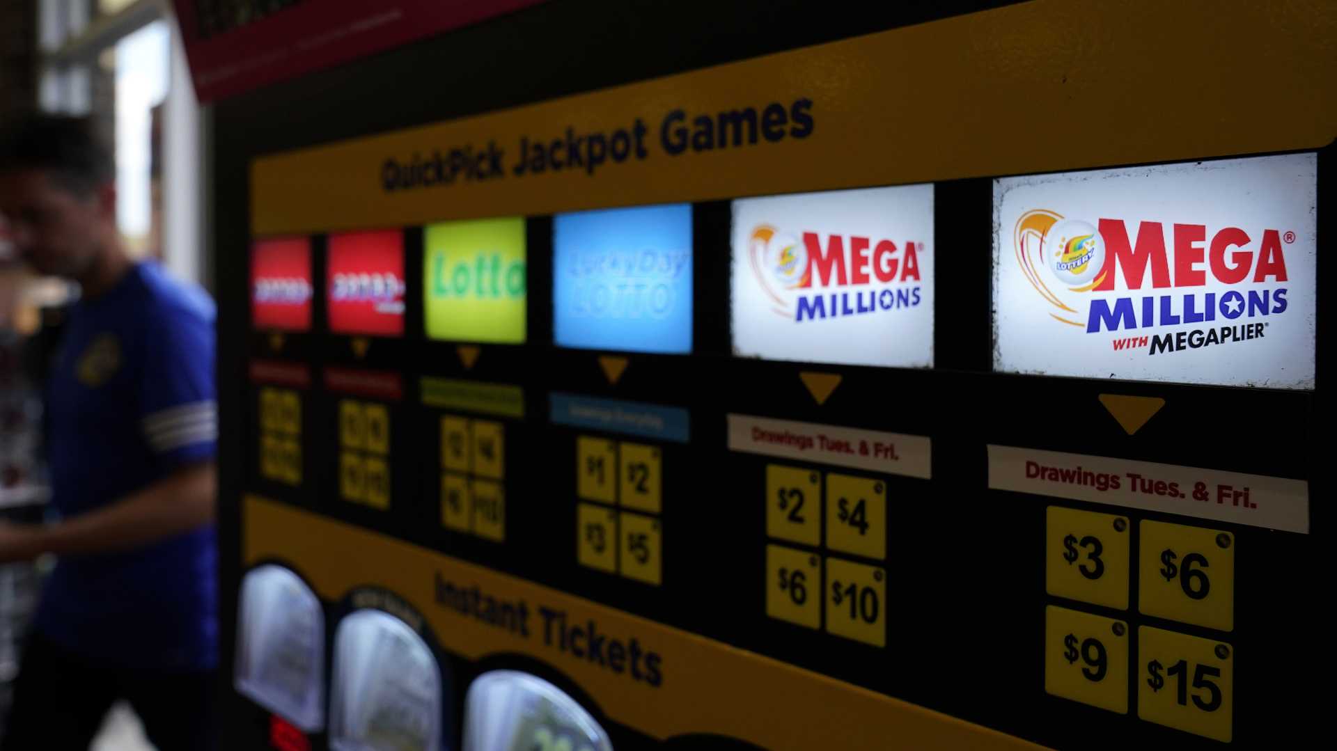 Mega Millions Lottery Ticket And Jackpot Display