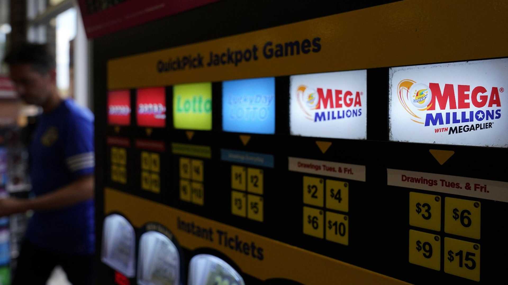 Mega Millions Lottery Tickets And Jackpot Display