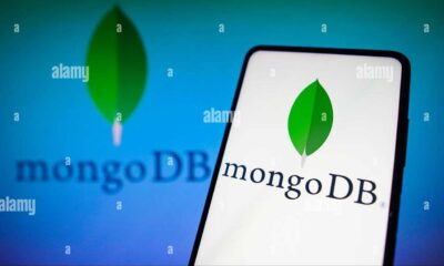 Mongodb Logo On A Digital Screen