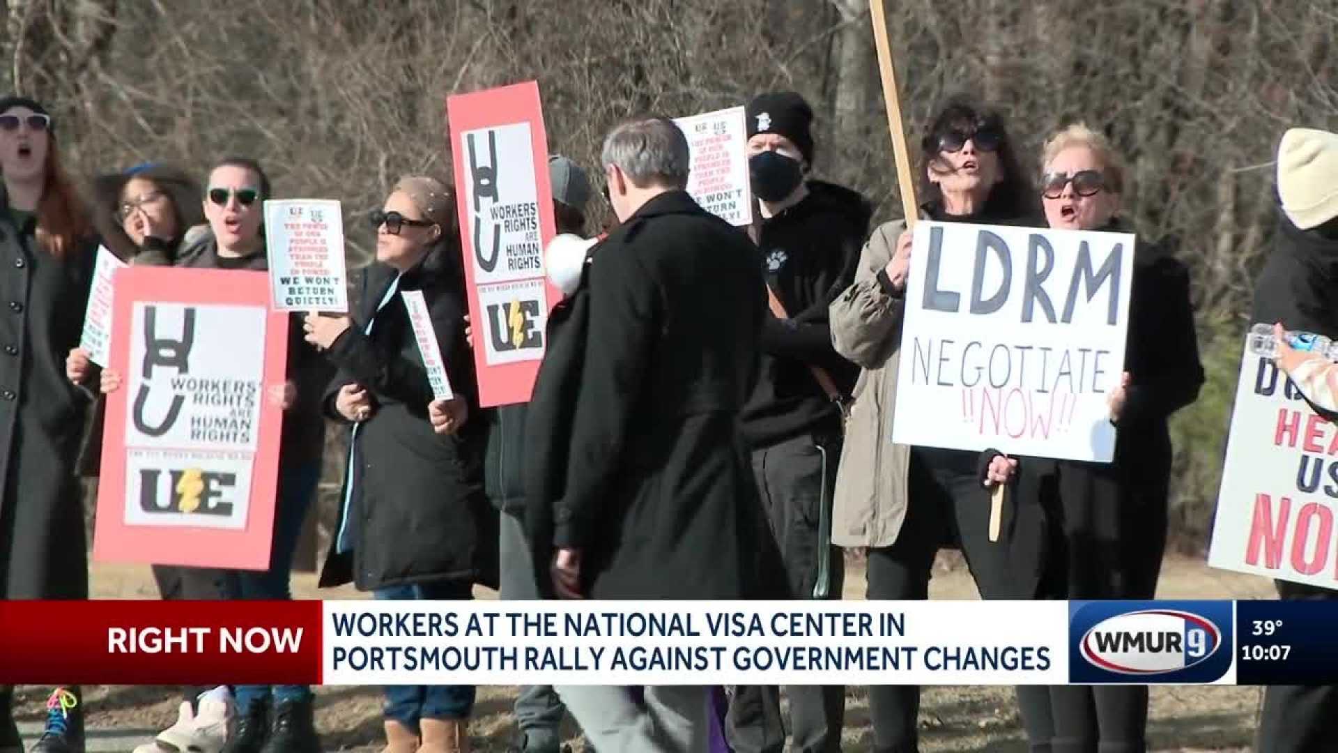 National Visa Center Portsmouth Protest Workers